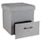 Simplify Gray Collapsible Storage Ottoman with Drawer